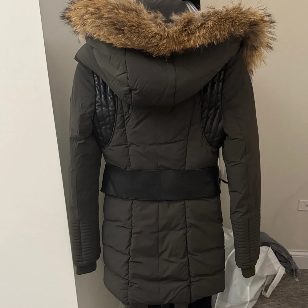 Women's Rudsak Fur-Trimmed Dark Green Winter Coat - Picture 2 of 4